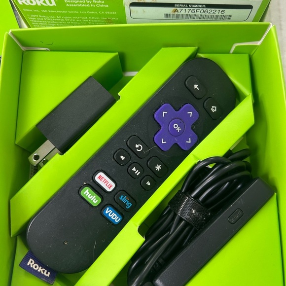 Roku Streaming Stick 3600RW Remote AC Adapter and HDMI Cable in Original Box - Picture 3 of 7